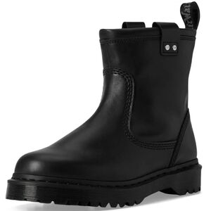 🔥New Dr. Martens Anistone Lo Black Milled Leather Biker Boots Men's 8 Women's 9